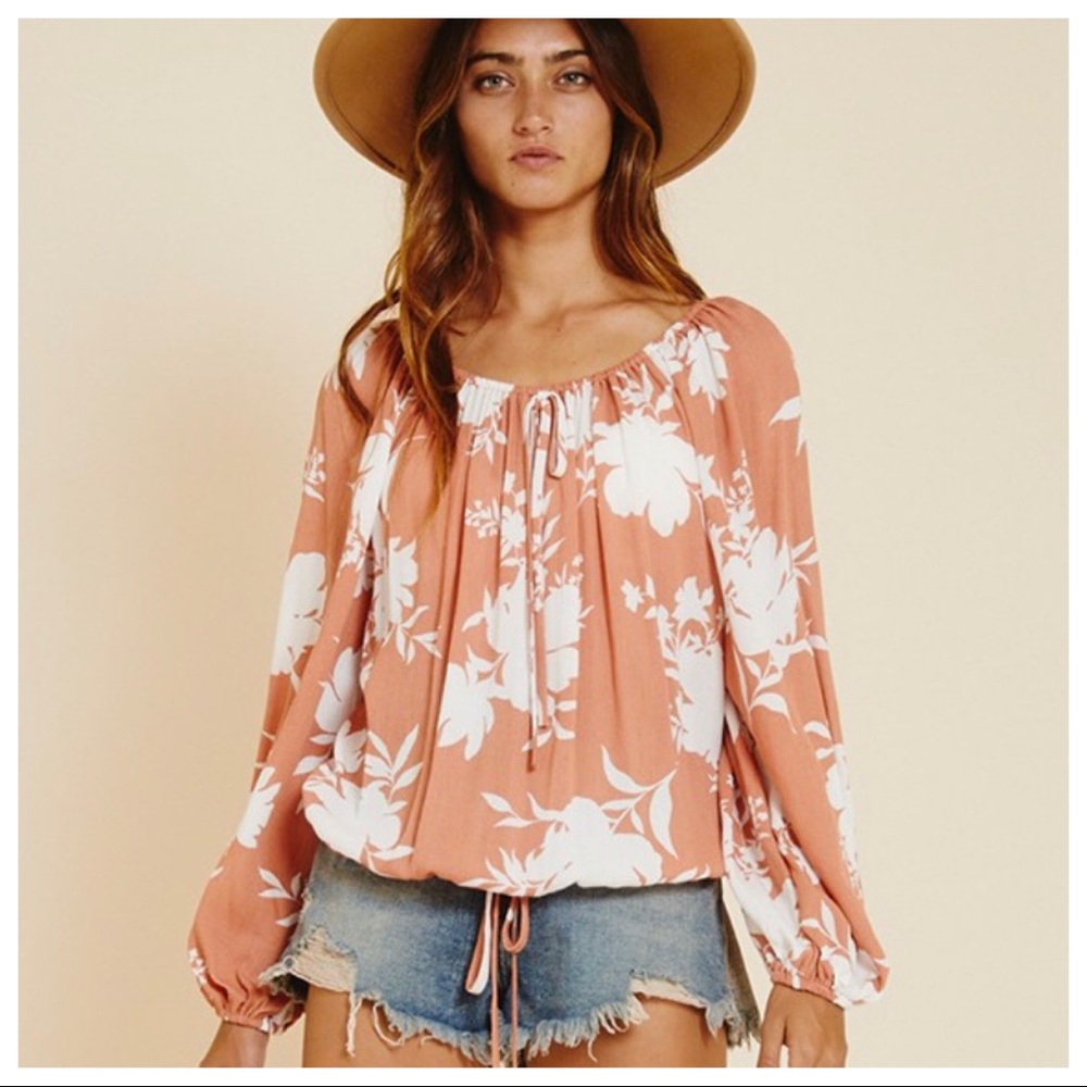 ShopEvelynne Floral Peach Blouse